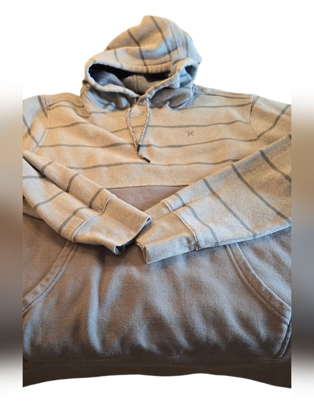 Hurley Striped Hooded Pullover Sweatshirt - Gray size Med